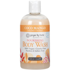 Ginger Lily Farms Botanicals Nourishing Body Wash bottle front with Coco Mango scent for daily moisture