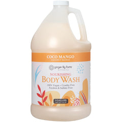 Ginger Lily Farms Coco Mango body wash bottle highlighting nourishing cleansing