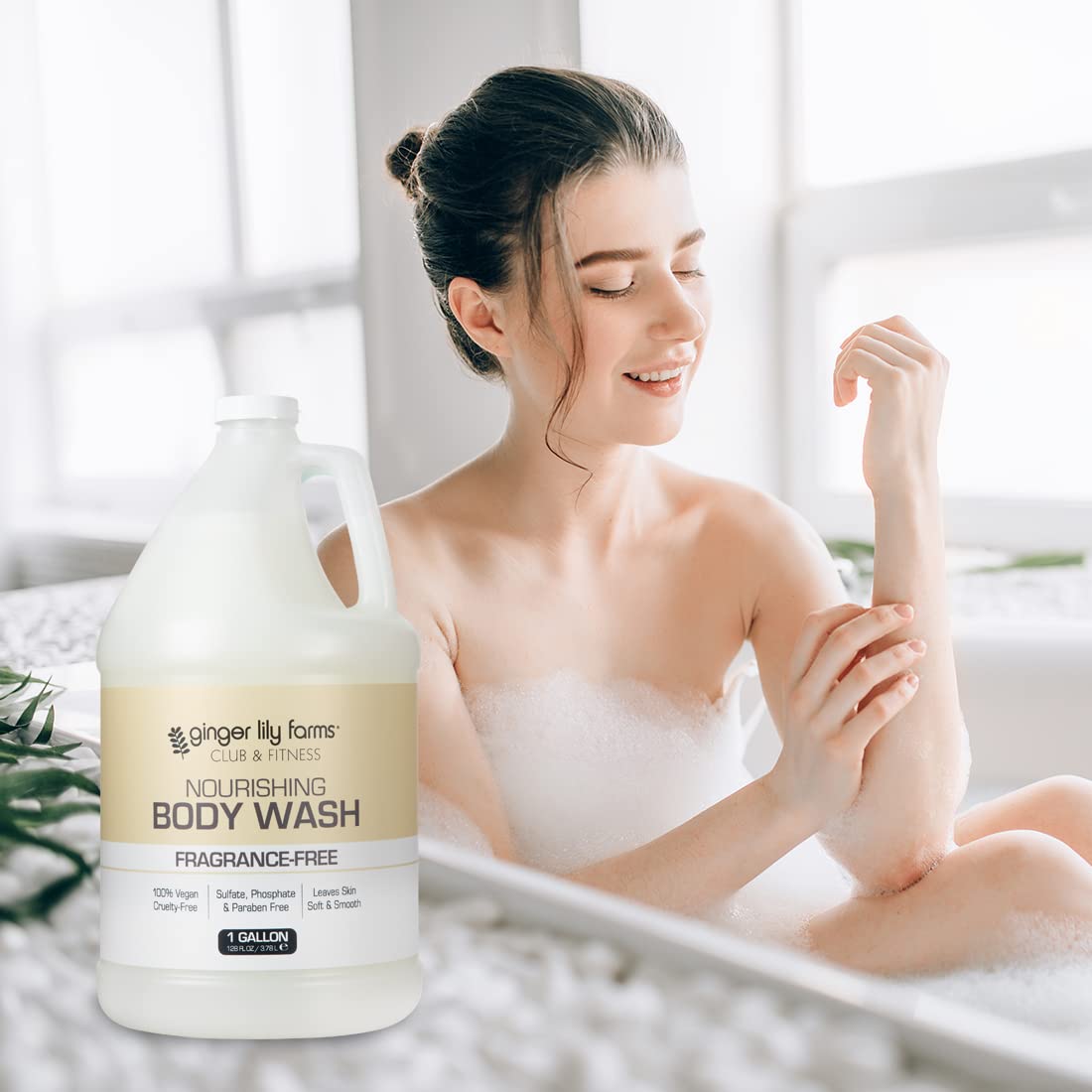 Ginger Lily Farms bulk refill dispenser ready for gym or spa use