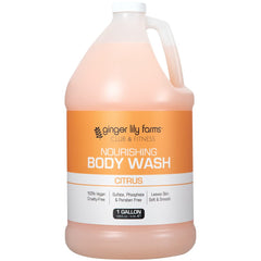 Ginger Lily Farms Club & Fitness body wash pour bottle for a refreshing citrus cleanse.
