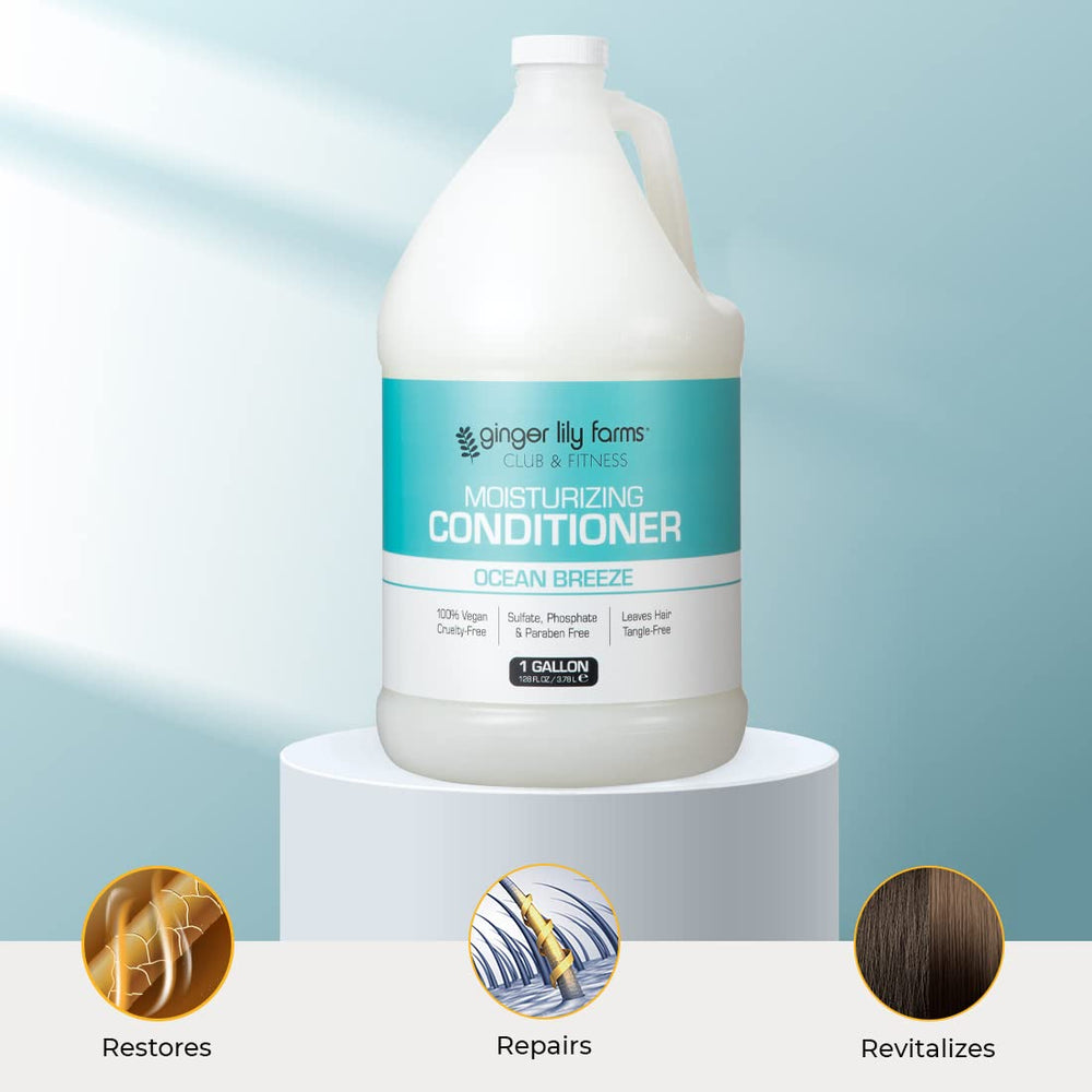 Ingredientes naturales que nutren y sellan la humedad en Ginger Lily Farms Club y Fitness.