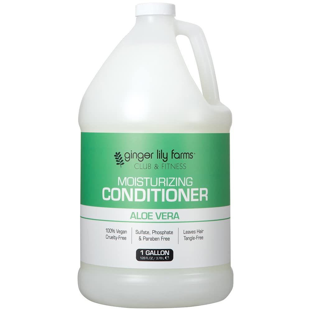 Ginger Lily Farms Club & Fitness conditioner bottle highlighting vegan formula for dry hair