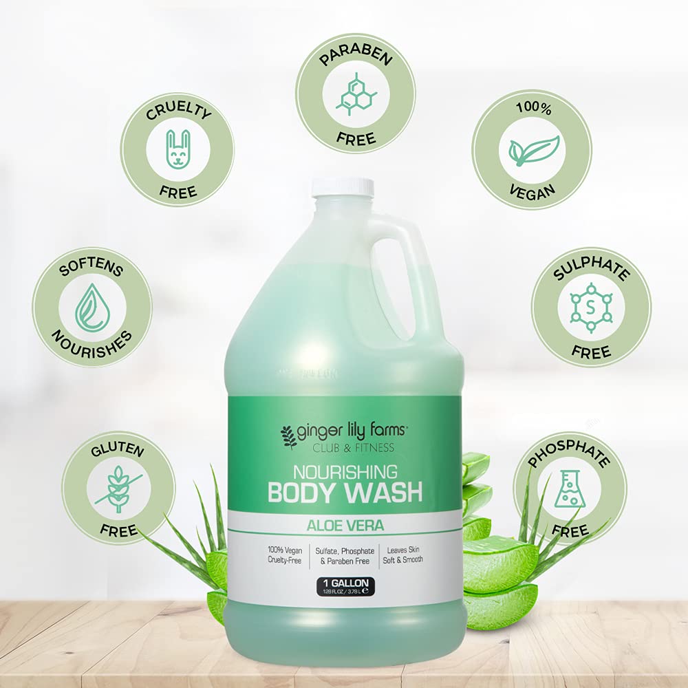 Aroma suave a aloe de Ginger Lily Farms Club y Fitness refresca la ducha.
