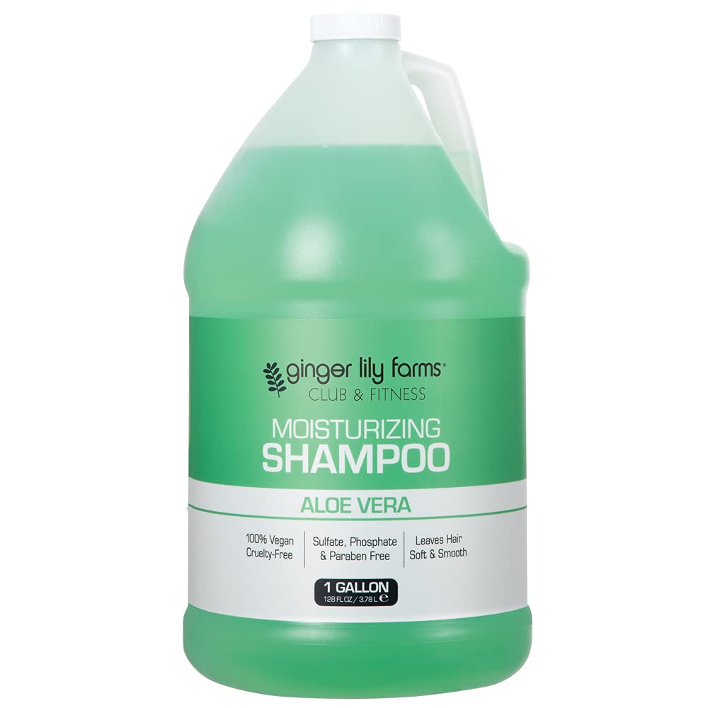Ginger Lily Farms Club & Fitness shampoo bottle pour promises lasting moisture for all hair types