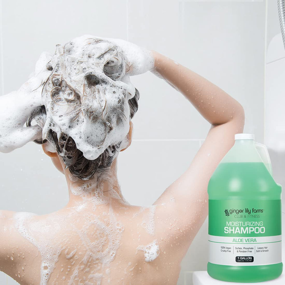 Ginger Lily Farms shampoo bottle with eco-friendly dispenser idea