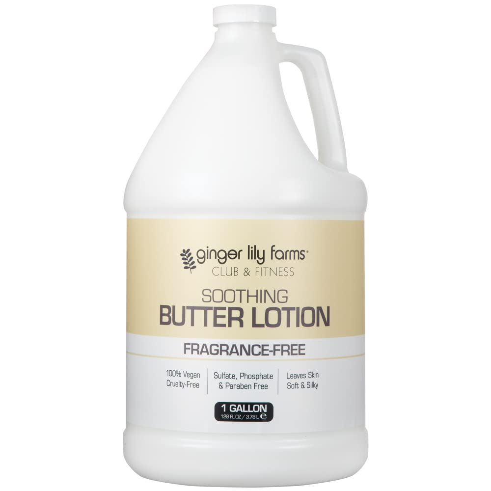 Ginger Lily Farms soothing butter lotion pour for fast hydration without greasiness.