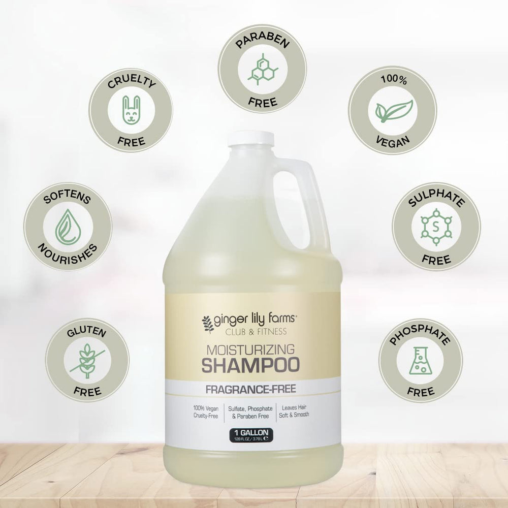 Ginger Lily Farms Club & Fitness vegan cruelty-free label signals ethical, toxin-free hair care.