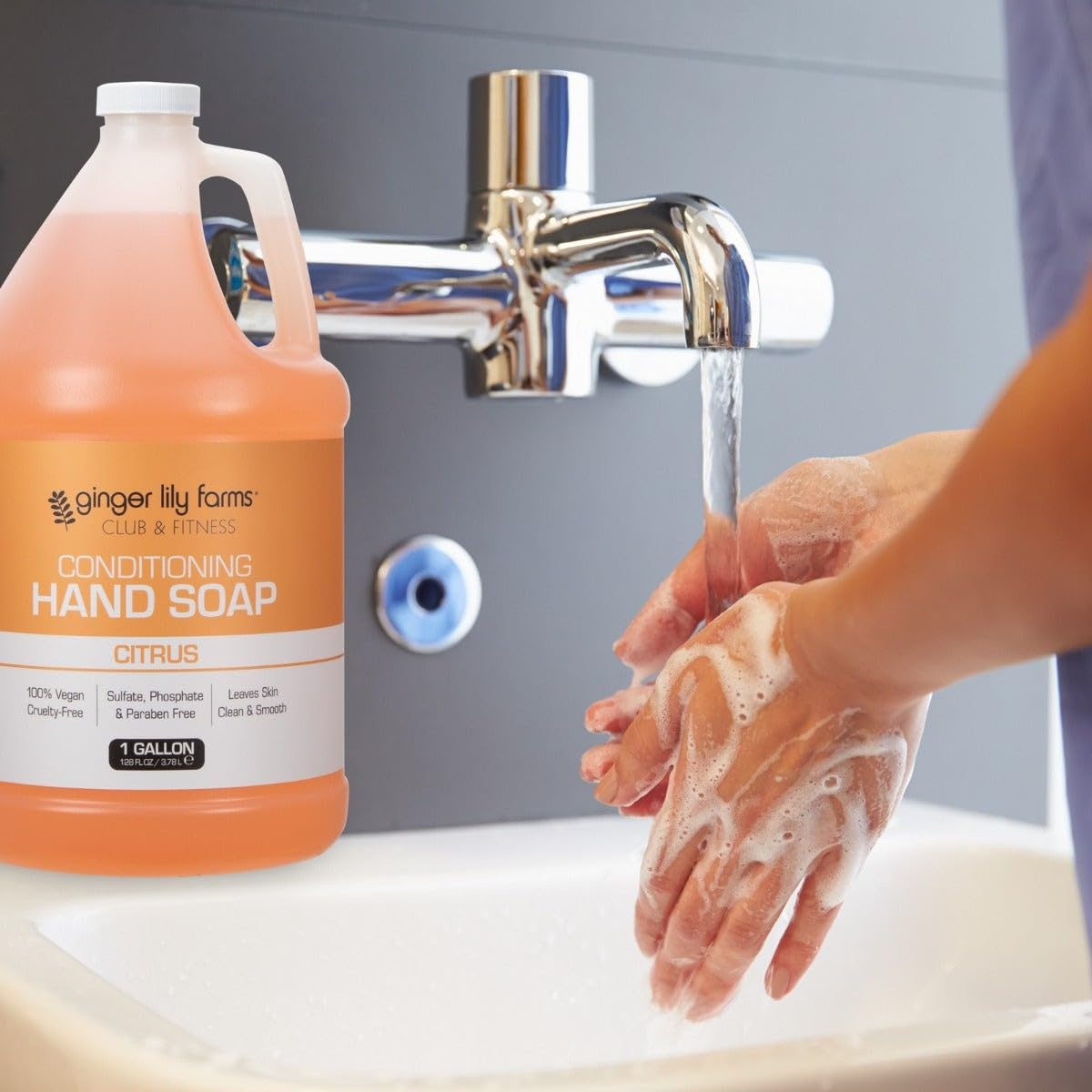 Ginger Lily Farms eco-friendly gallon packaging reducing plastic waste