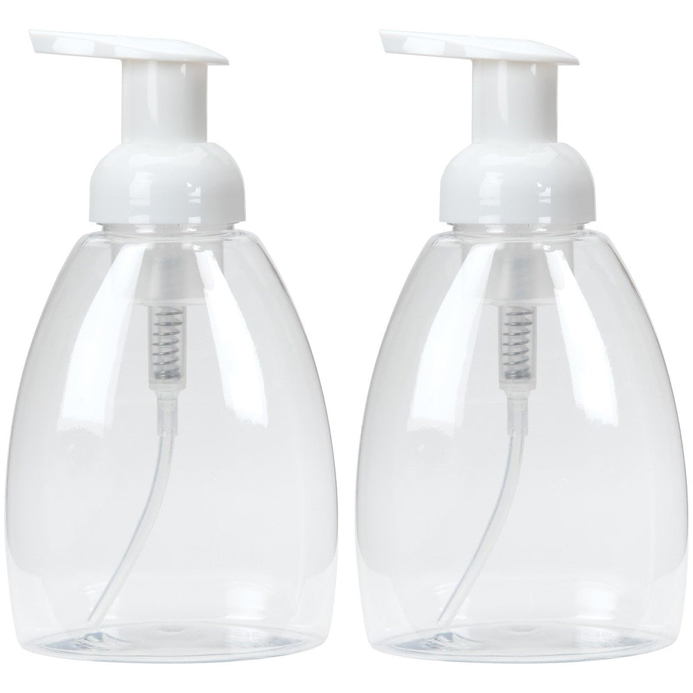 Ginger Lily Farms foaming soap dispenser with clear bottle and white pump for easy monitoring.