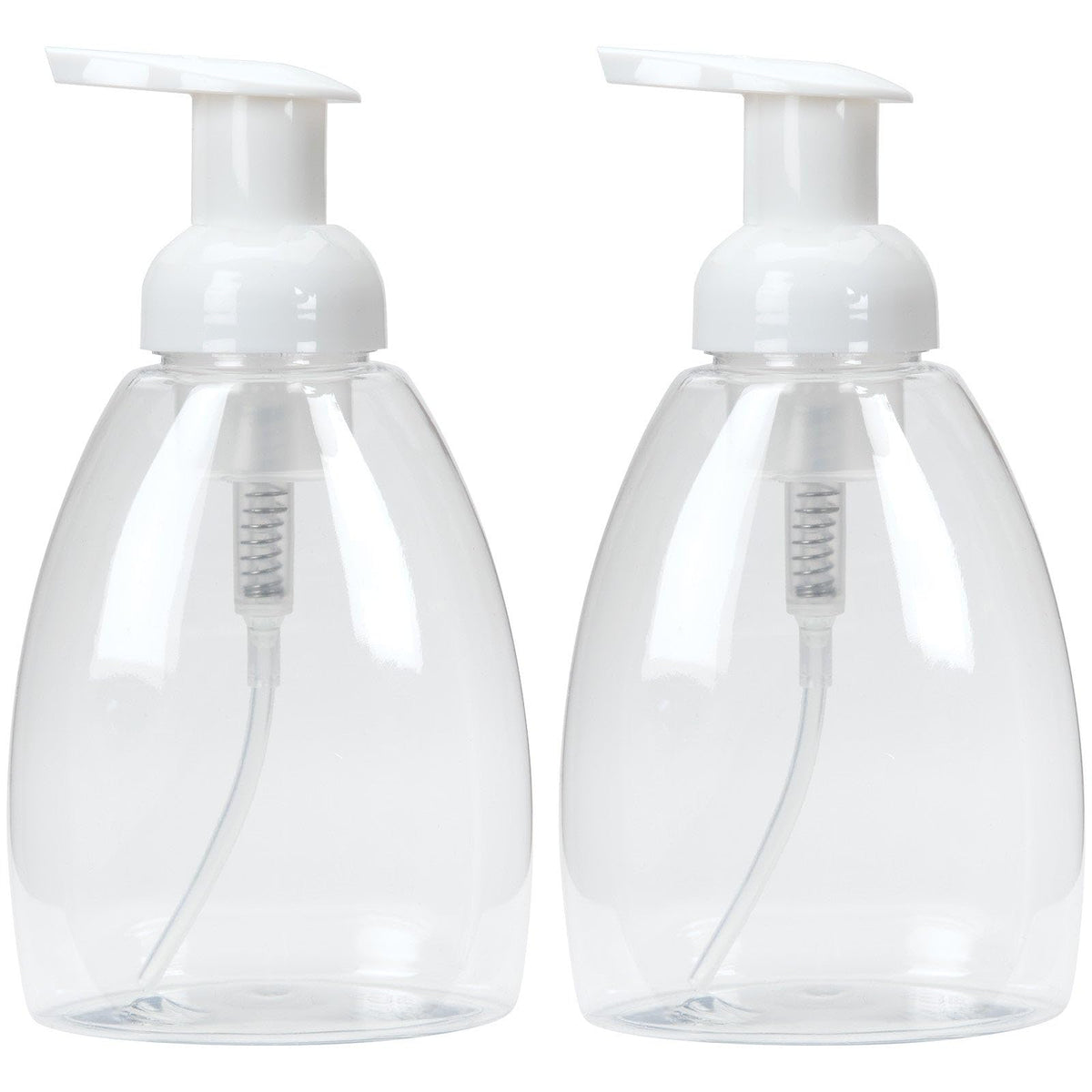 Ginger Lily Farms foaming soap dispenser with clear bottle and white pump for easy monitoring.