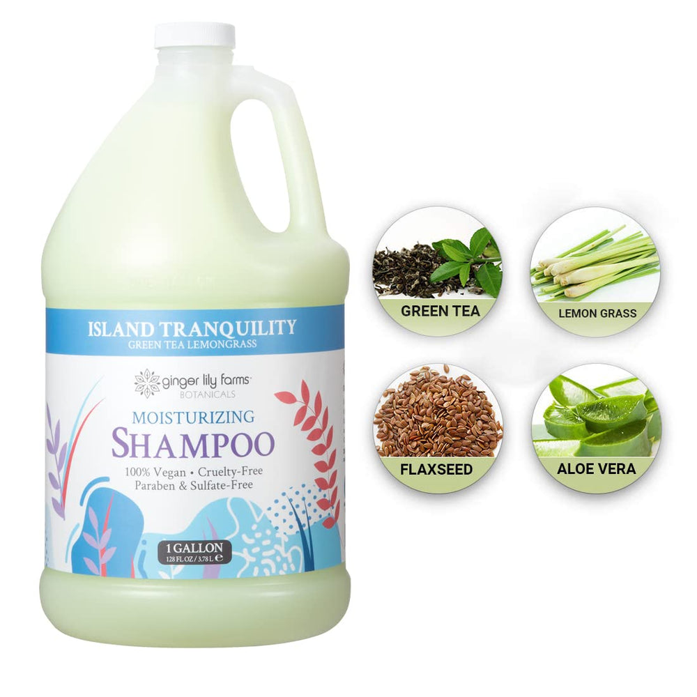 Gallon refill of Island Tranquility shampoo ideal for salons and homes.