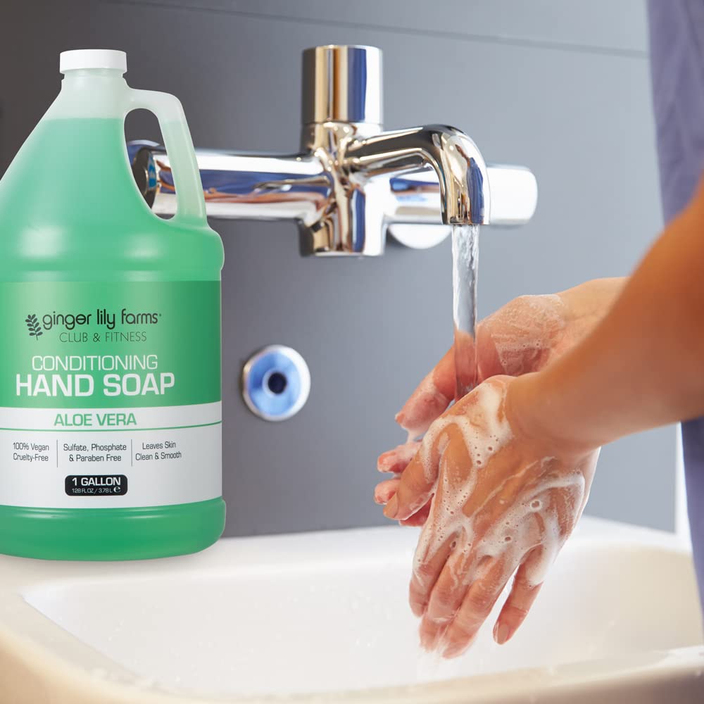Uso en gimnasios y vestuarios, Jabón Ginger Lily Farms para duchas rápidas.
