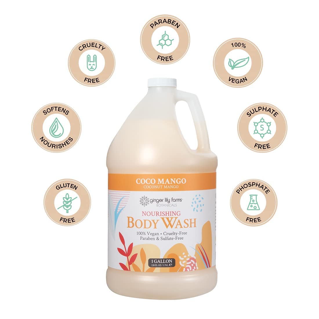Ginger Lily Farms nourishing body wash creamy lather closeup emphasizes smooth skin