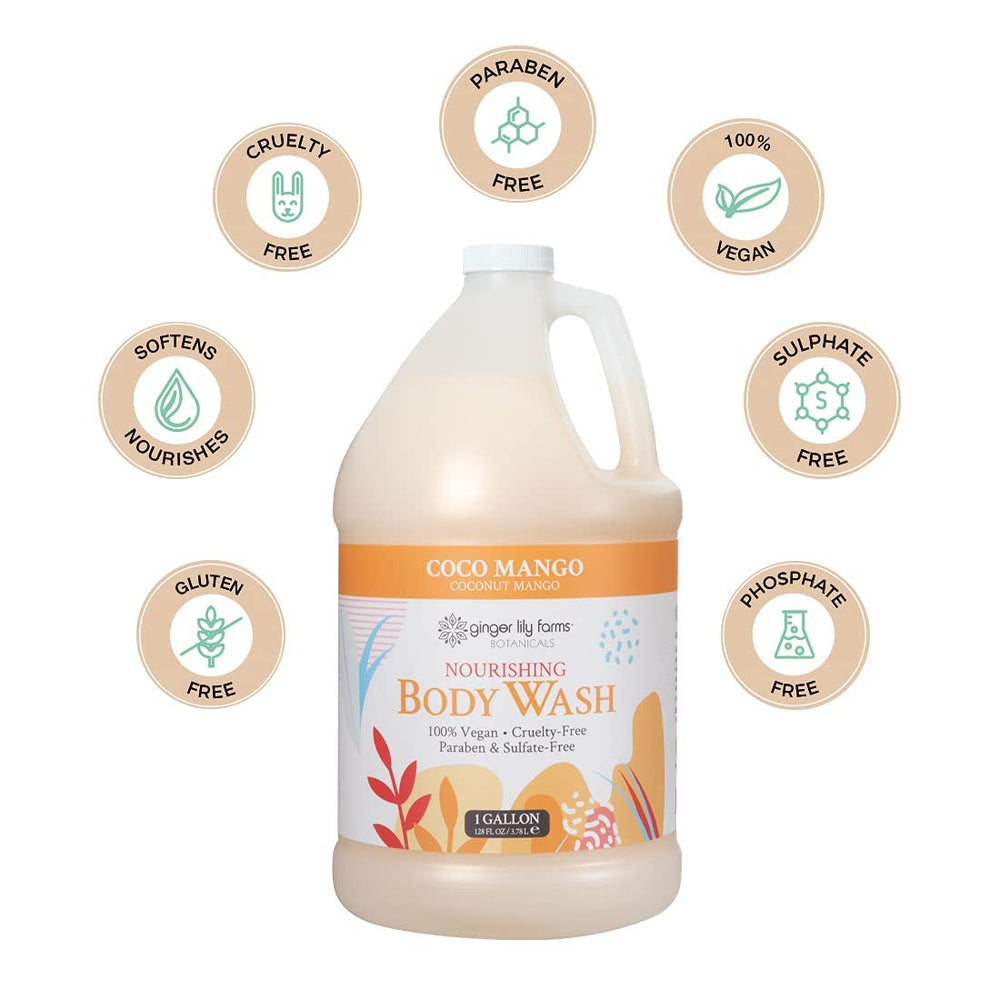 Ginger Lily Farms nourishing body wash creamy lather closeup emphasizes smooth skin