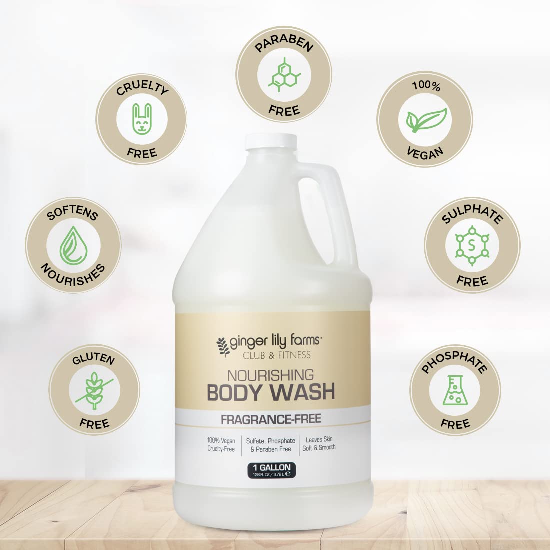 Ginger Lily Farms Nourishing Body Wash in shower with rich lather