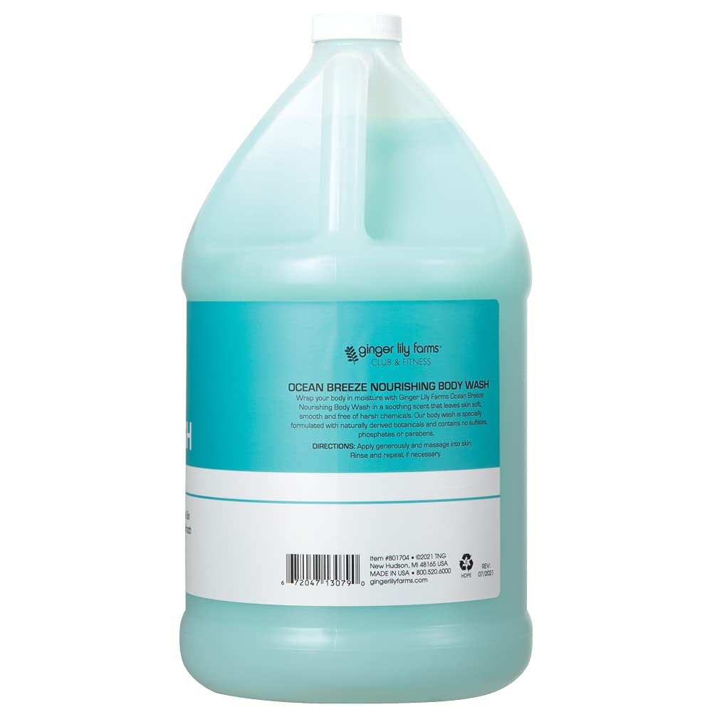 Ginger Lily Farms Ocean Breeze bottle highlighting spa like fragrance after workouts