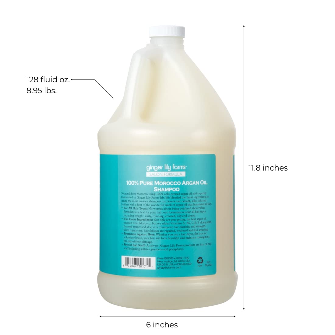 Ginger Lily Farms shampoo pour creates rich lather for quick cleansing.