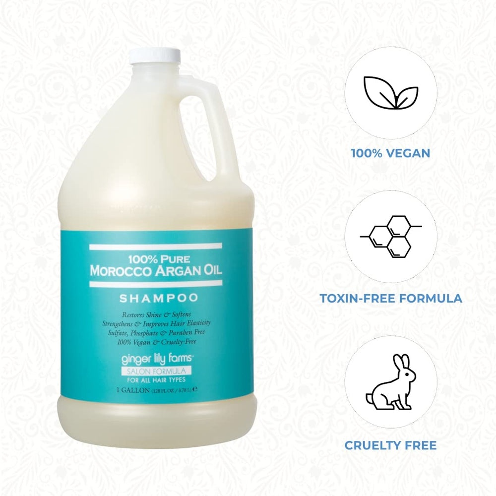 Ginger Lily Farms on-salon shelf signals vegan, cruelty-free care.