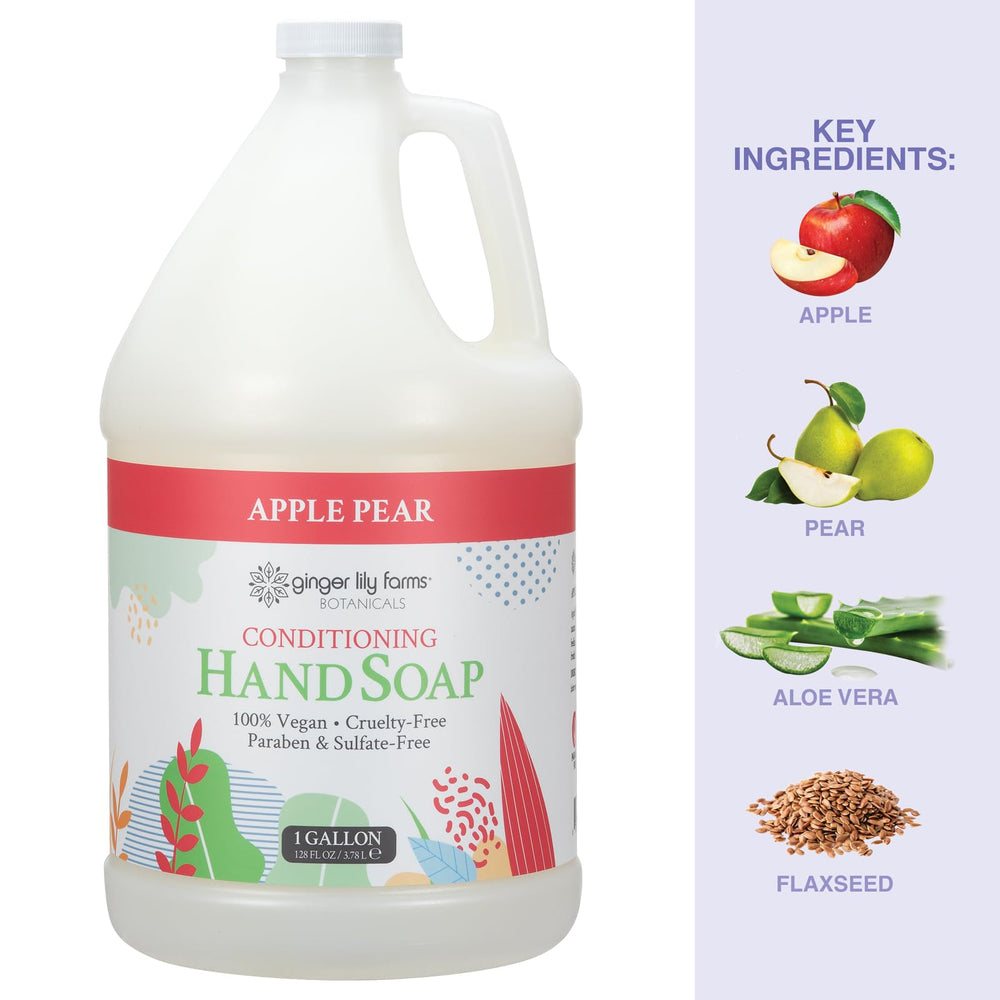 Ginger Lily Farms gallon next to dispenser to show scale and refill convenience