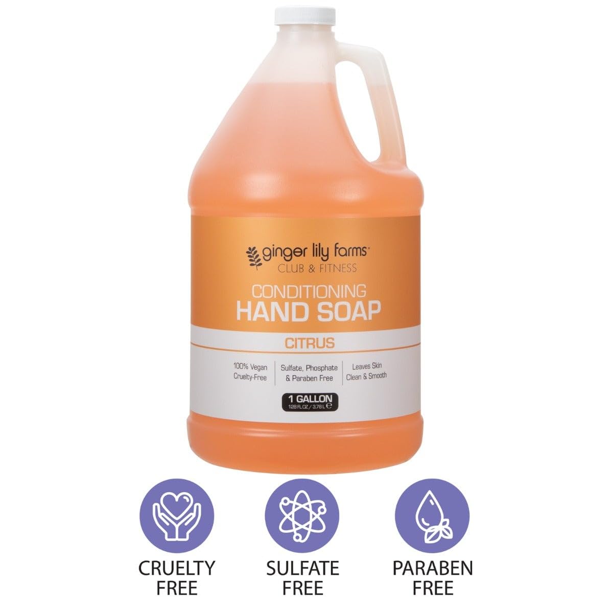 Ginger Lily Farms vegan cruelty-free logo on hand soap packaging