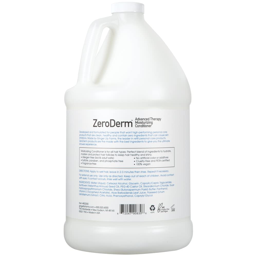 Close-up of Zeroderm label highlighting sulfate- and fragrance-free formula