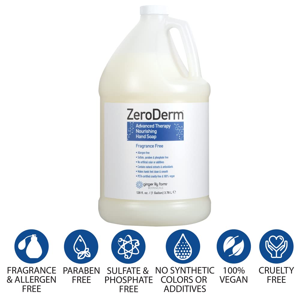 Ginger Lily Farms Zeroderm fragrance-free label highlighting sensitivity-friendly formula