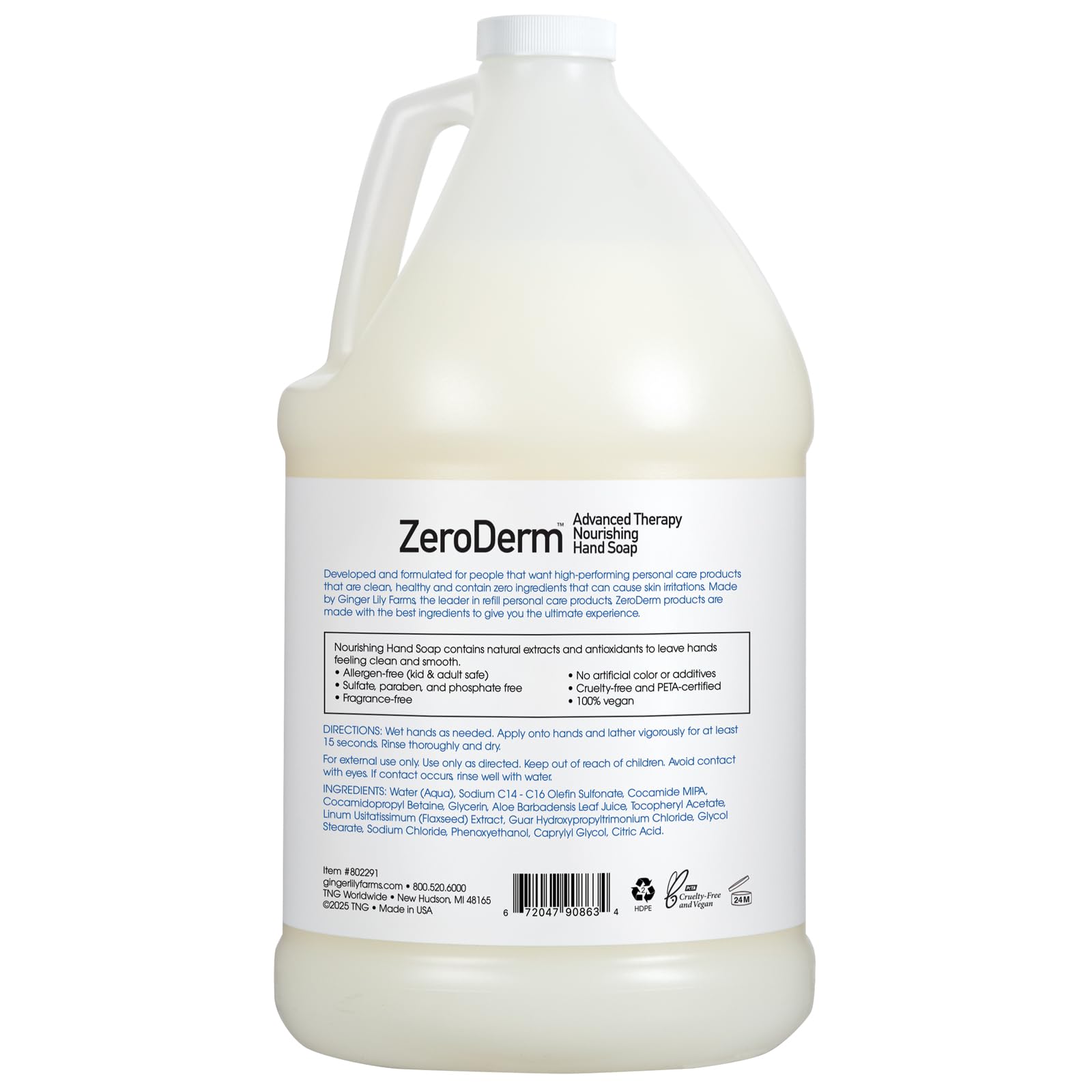 Close-up of rich lather from Zeroderm nourishing hand soap on hands