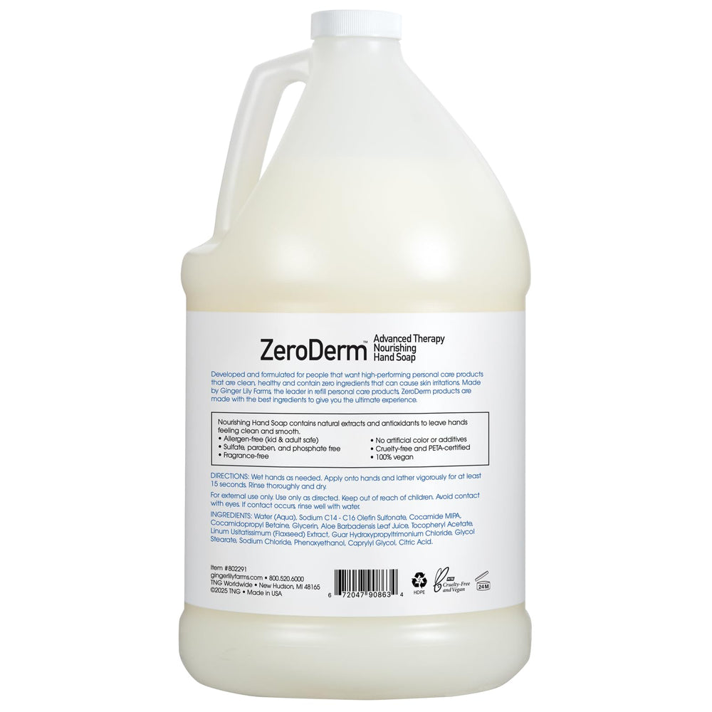 Close-up of rich lather from Zeroderm nourishing hand soap on hands