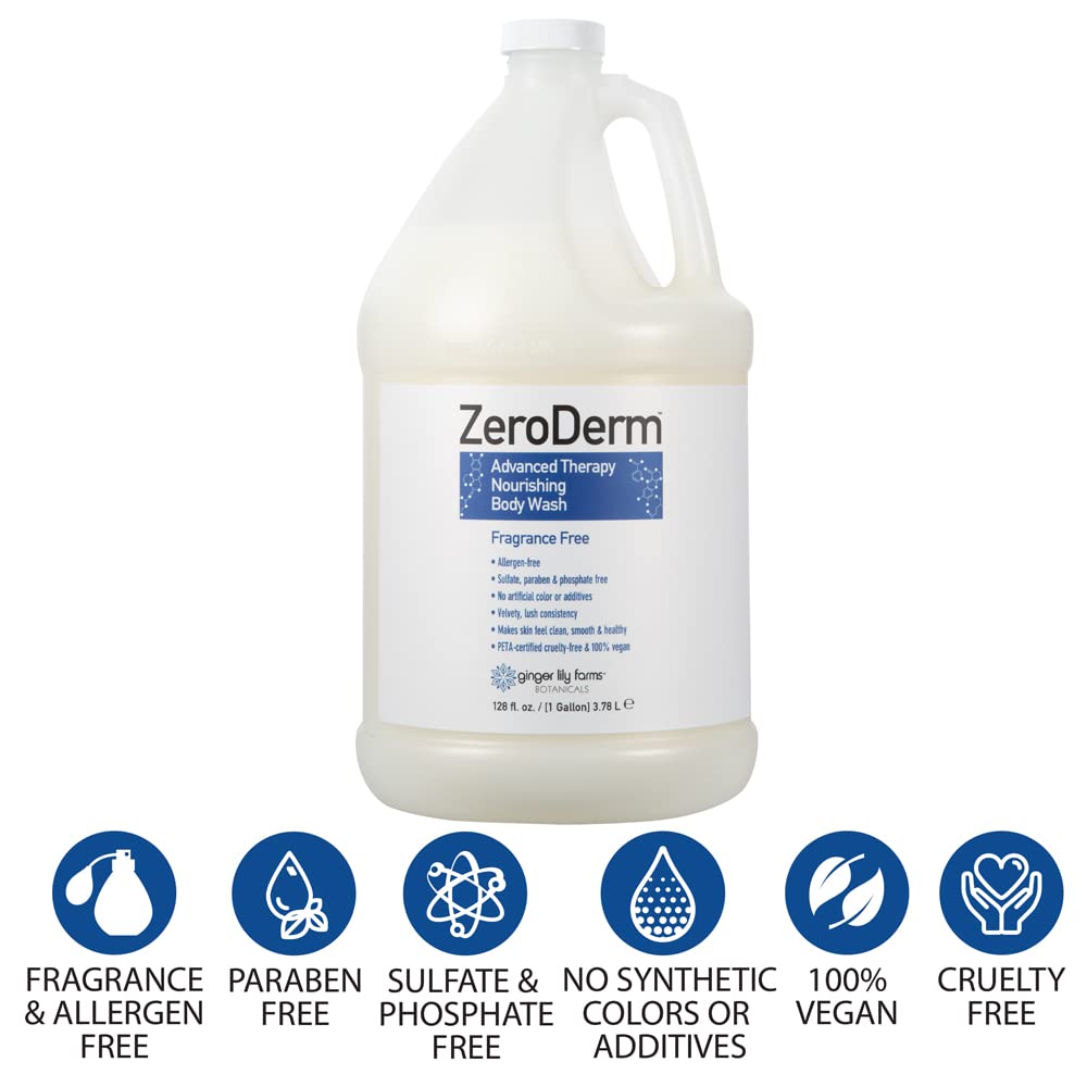 Pour shot reveals rich lather and gentle cleansing from ZeroDerm Advanced Therapy.