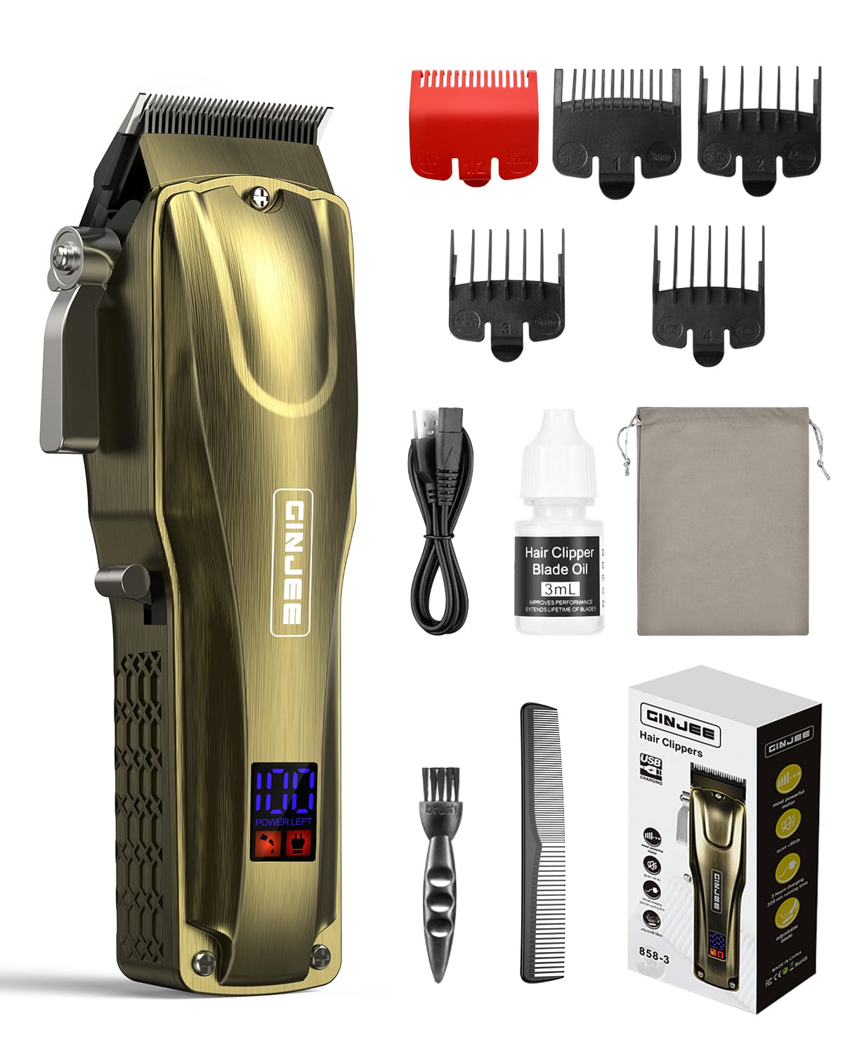 GinJee Hair Clippers cordless power for seamless at-home grooming.