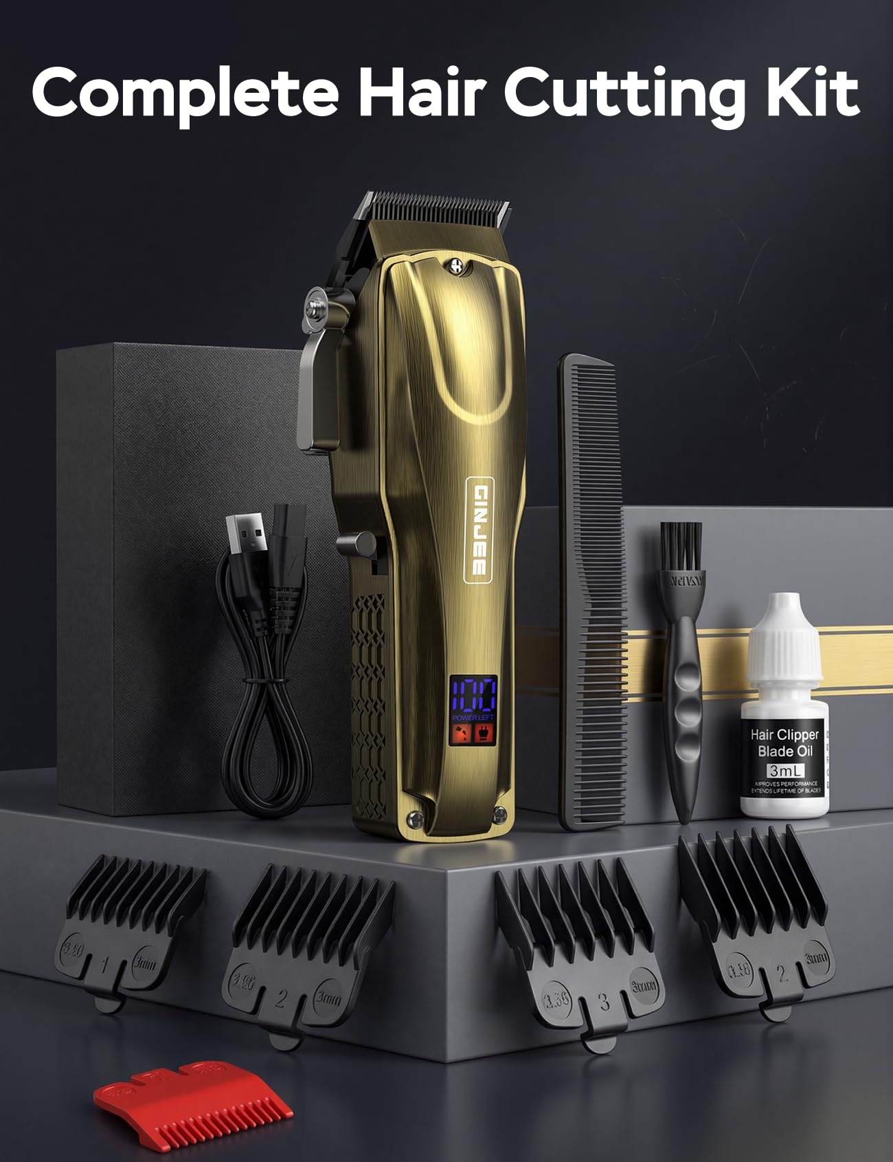 GinJee Hair Clippers family-use design for home grooming with kids.