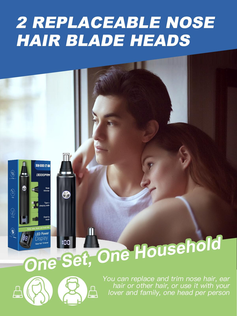 Ginity nose trimmer with digital display helps monitor battery life.
