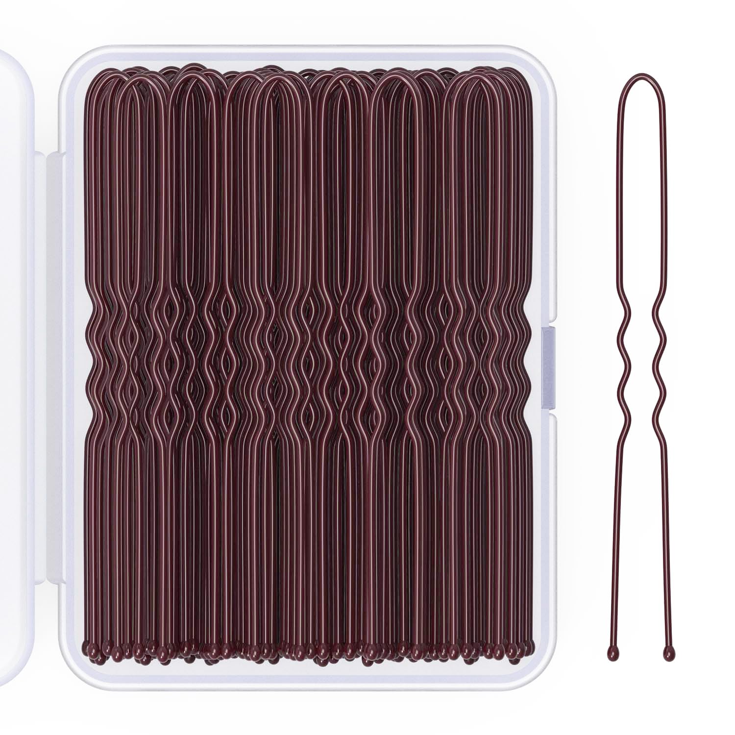 Giofumi U shaped hair pin 2.8 inch with brown case for easy storage