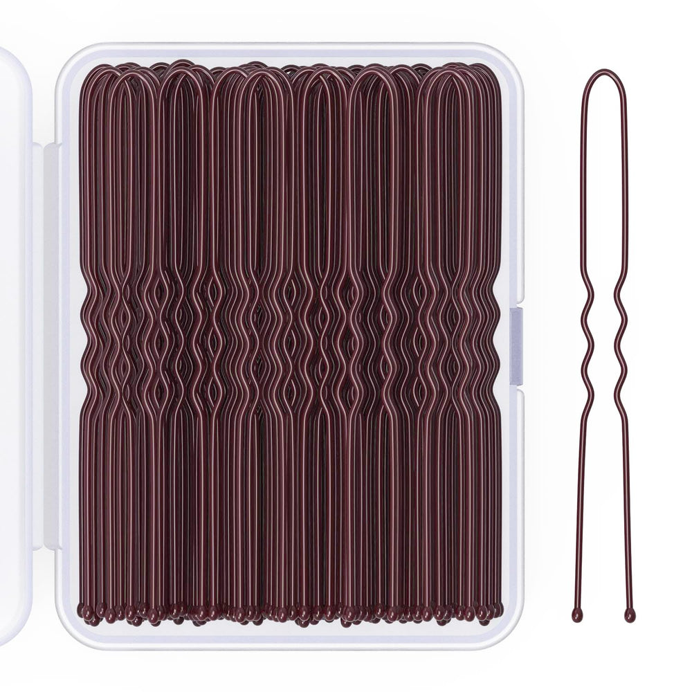Giofumi U shaped hair pin 2.8 inch with brown case for easy storage