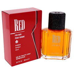 Giorgio Red bottle being sprayed on pulse point for long-lasting scent.