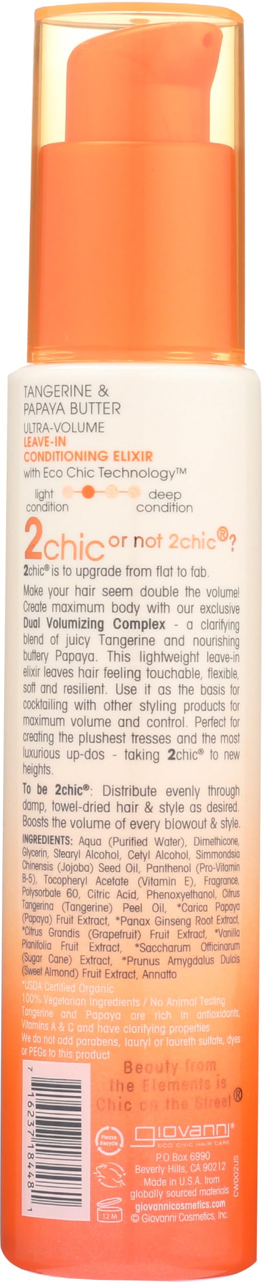 GIOVANNI 2chic Elixir Ultra-Volumen, textura suave para peinar ondas con cuerpo