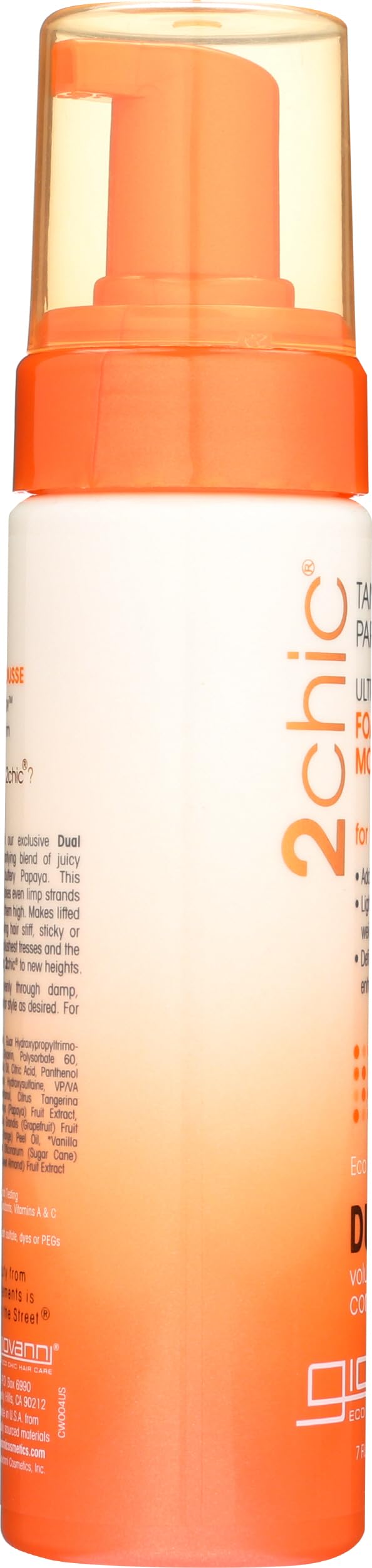 Producto seguro para color: GIOVANNI 2Chic Mousse de Volumen Máximo protege el color.