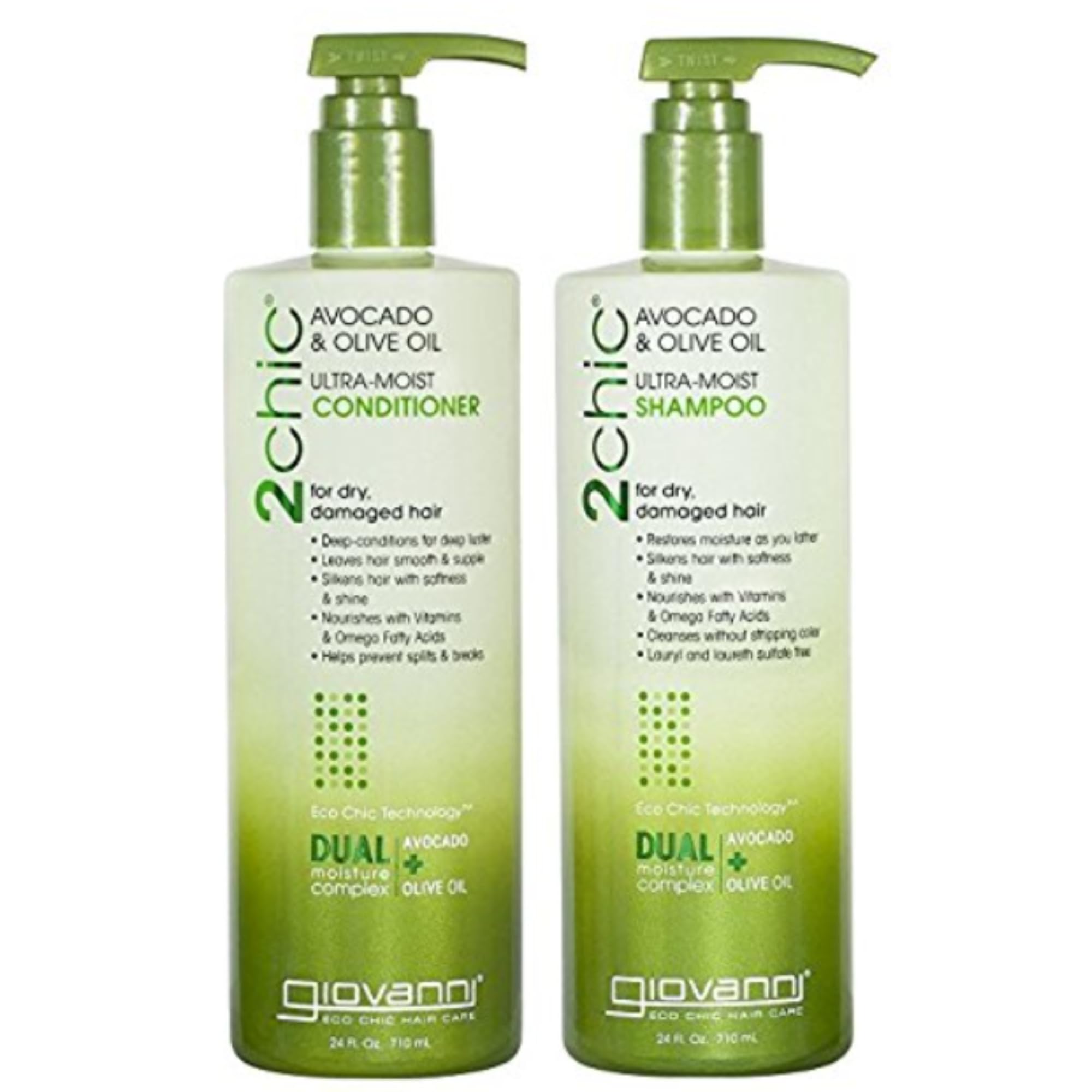 Giovanni 2Chic Ultra-Moist Avocado Shampoo Bottle delivers deep hydration for dry hair.