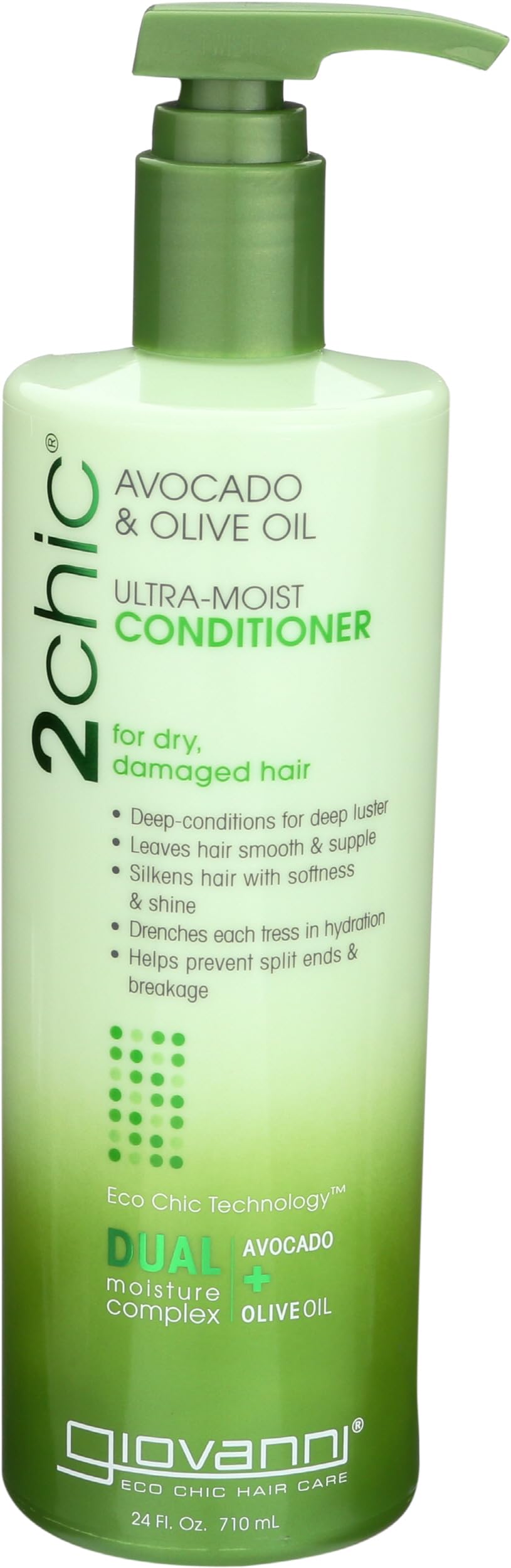 Acondicionador Giovanni 2chic Ultra-Moist en botella, hidratación suave para el cabello