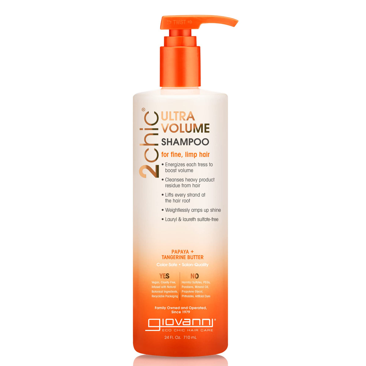 Giovanni 2chic Ultra-Volumen champú botella aporta volumen suave para cabello fino