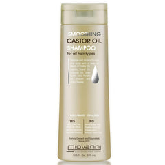 Botella de Giovanni Aceite de Ricino champú para cabello suave.