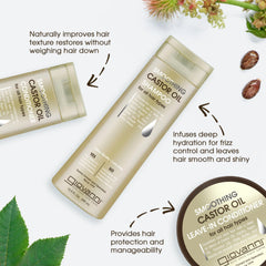 Champú Giovanni con control de encrespamiento para cabellos lisos y manejables.