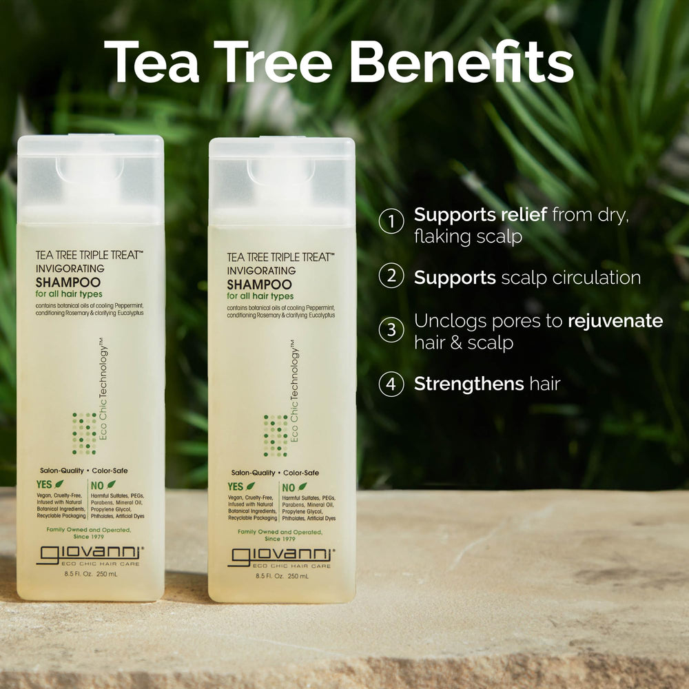 GIOVANNI Shampoo de Árbol de Té, ideal para casa y viaje.