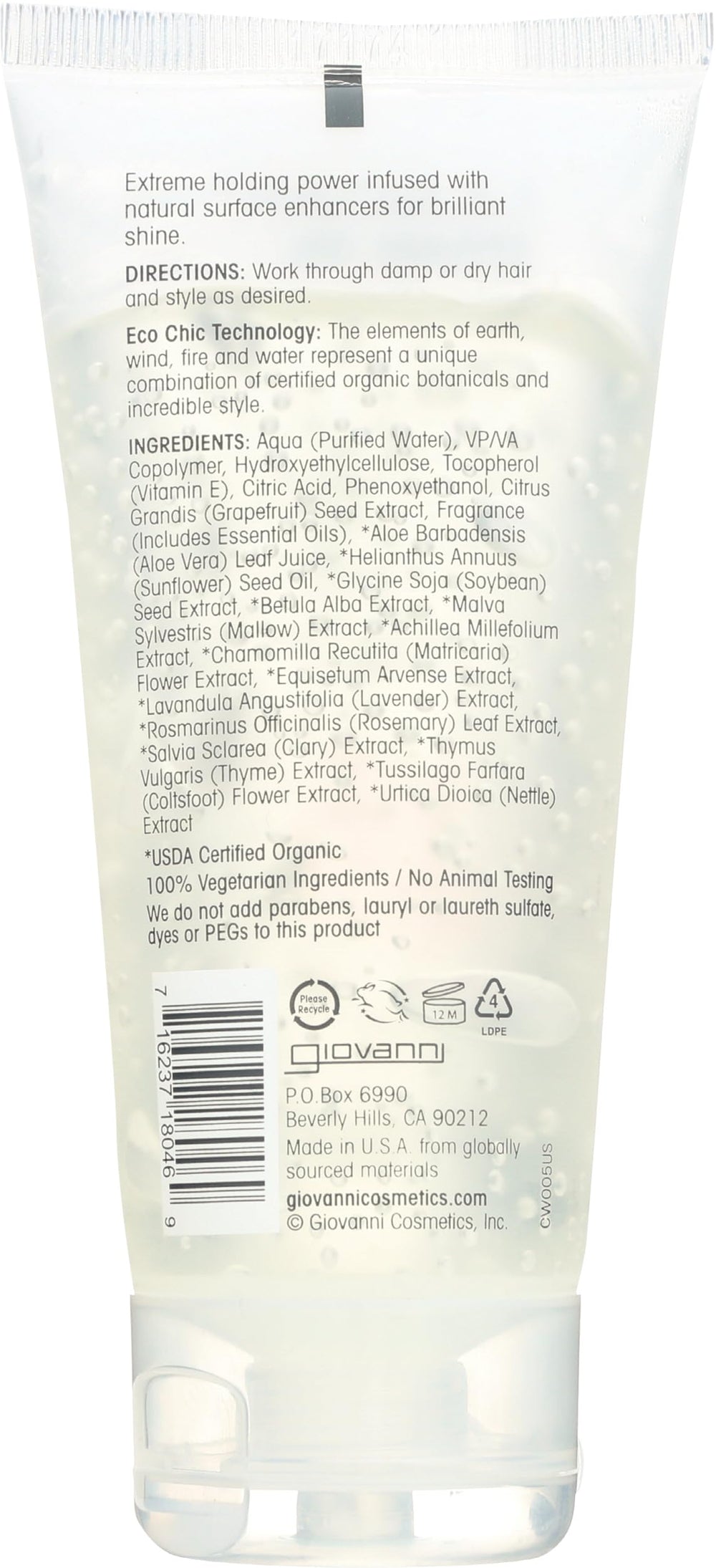 GIOVANNI COSMETICS control del frizz para cabello suave y manejable.