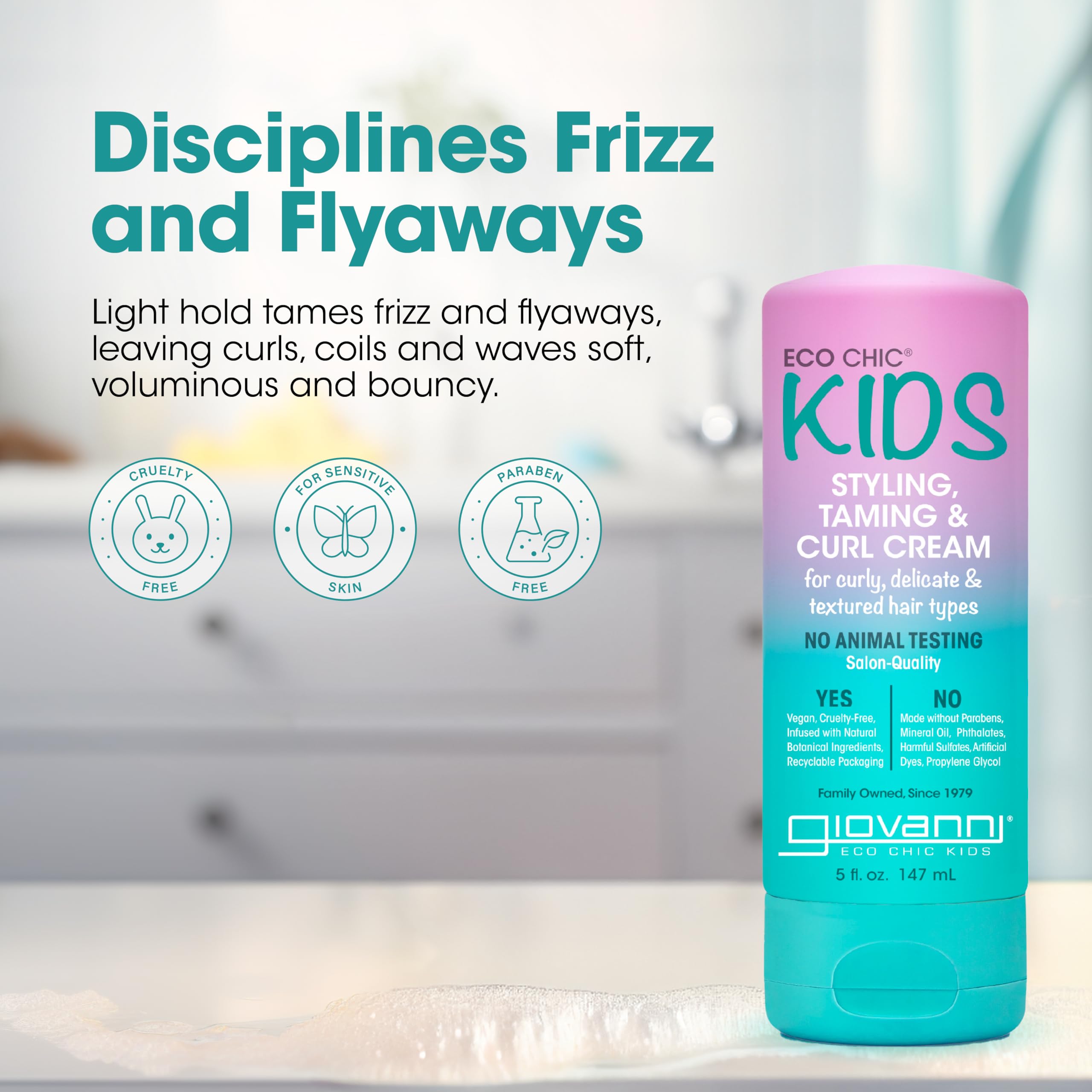 GIOVANNI Eco Chic para Niños: aplica con las manos en cabello húmedo o seco, acabado suave.