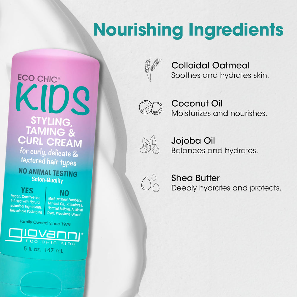 GIOVANNI Eco Chic para Niños: crema para rizos, textura suave para peinar y controlar el frizz.