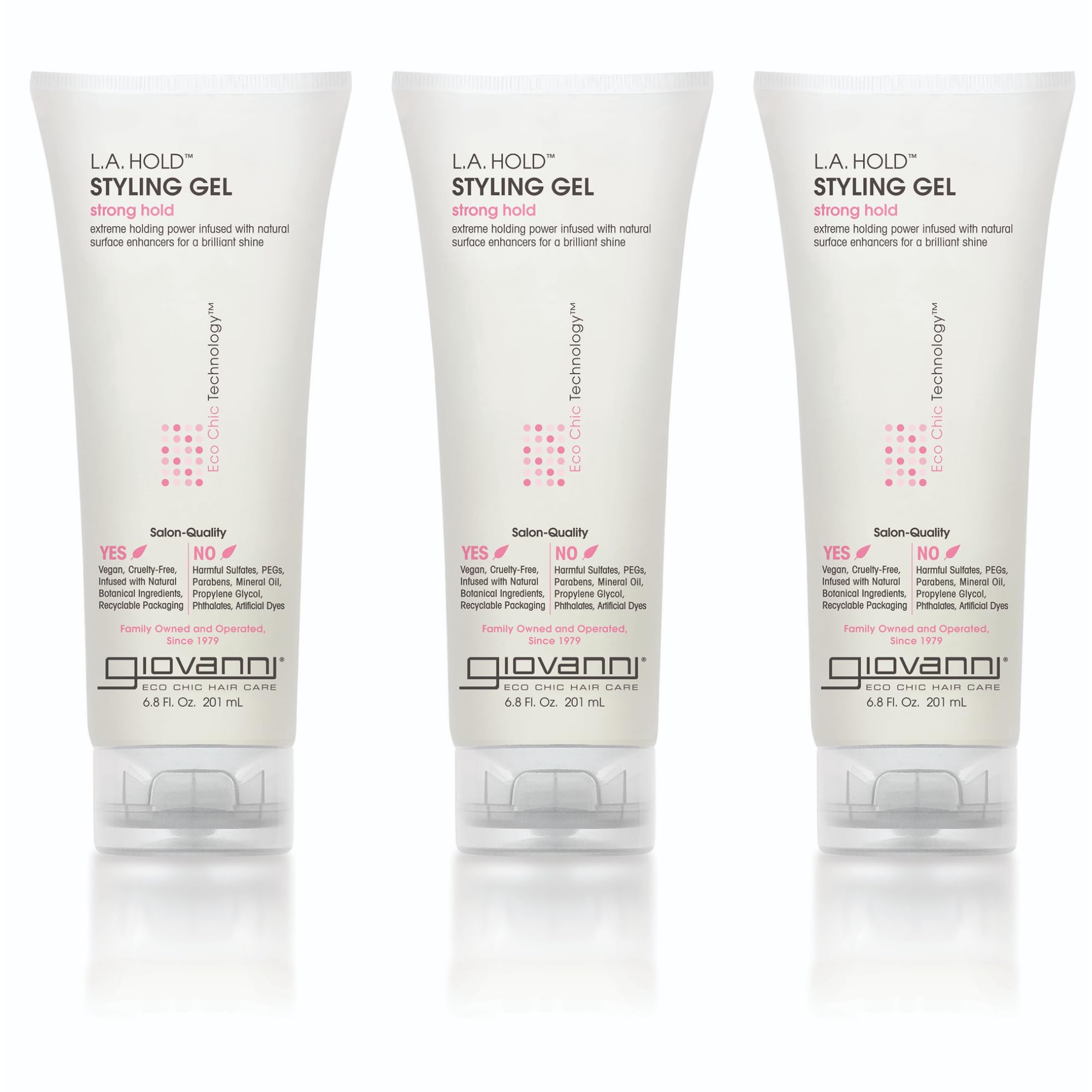 GIOVANNI La Hold Styling Gel bottle with pump for strong all-day hold