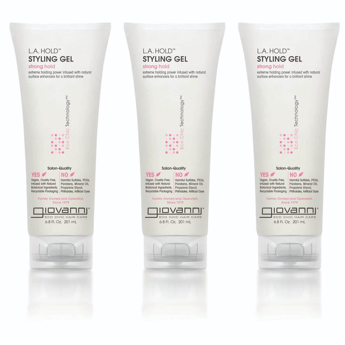 GIOVANNI La Hold Styling Gel bottle with pump for strong all-day hold