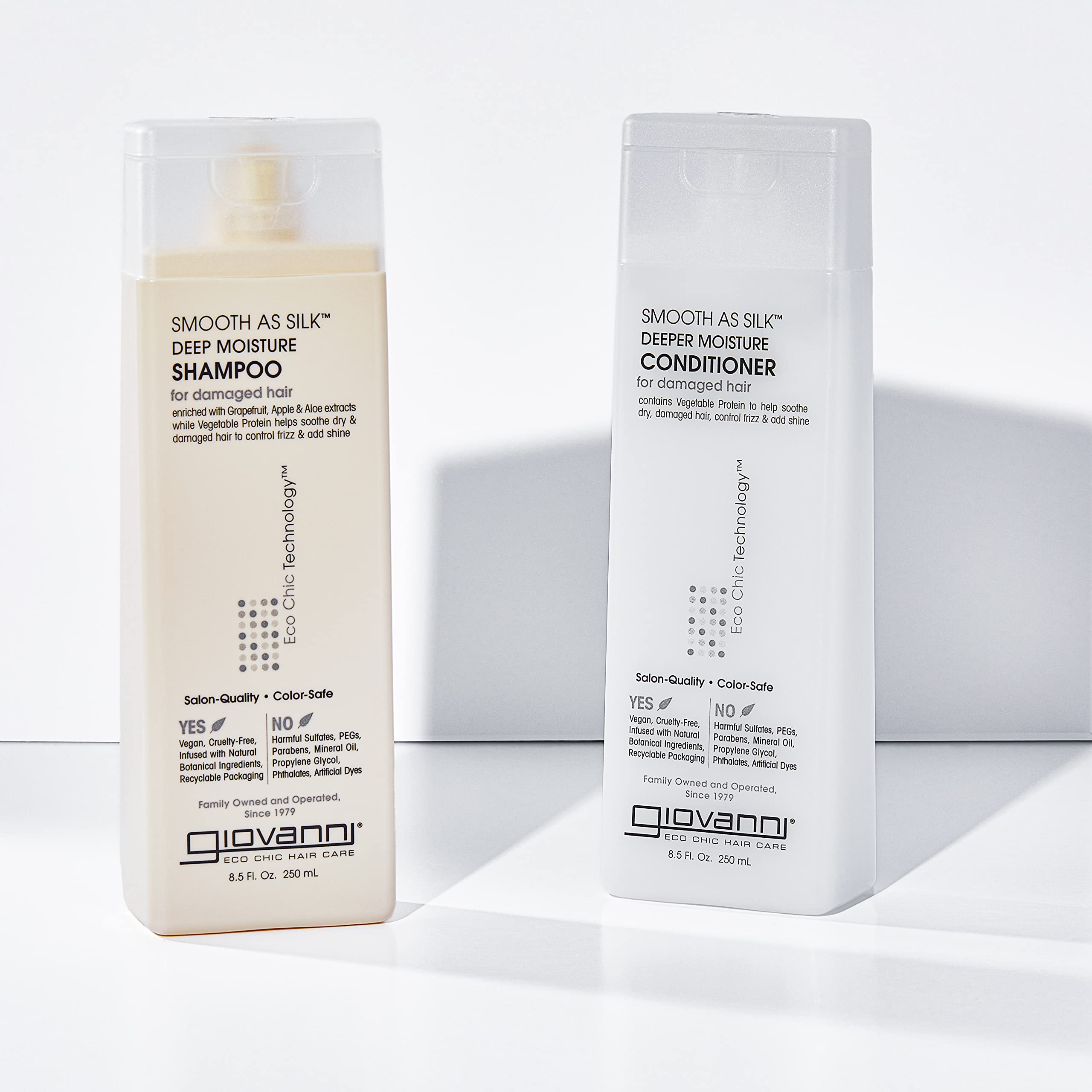 Giovanni Smooth as Silk Deeper Moisture hair closeup shows silky, manageable finish