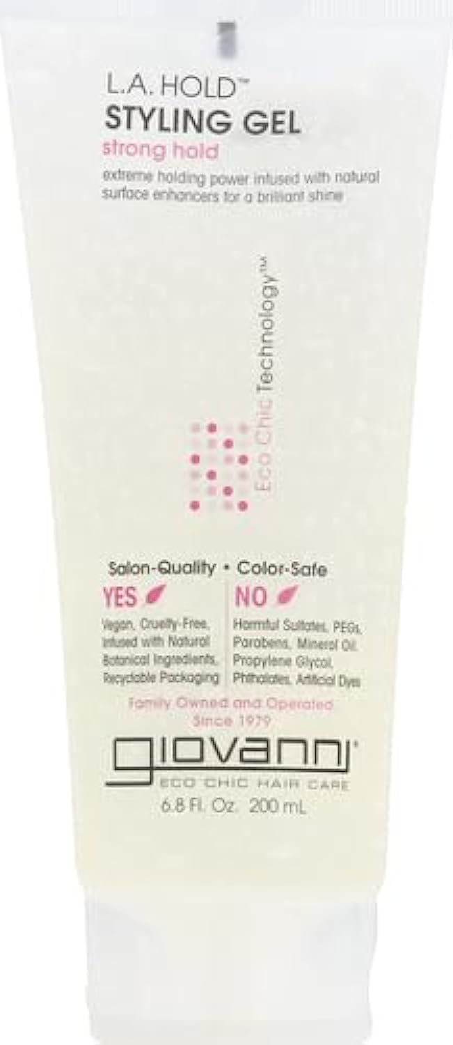 Giovanni Styling Gel L.A. Natural bottle close-up for strong flexible hold.